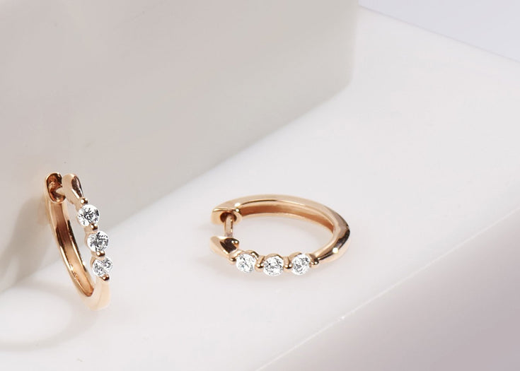 Tri-Stone Hoops gallery image