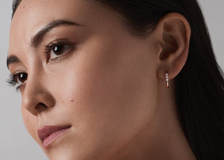 Tri-Stone Hoops Replica gallery image