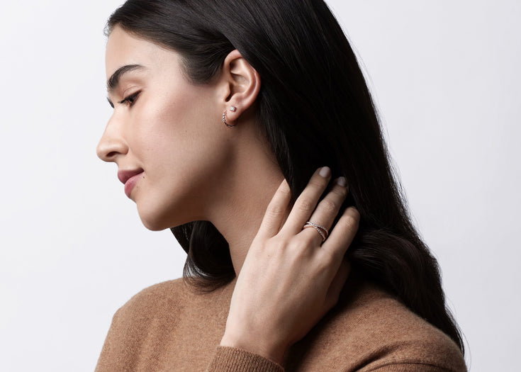 Tri-Stone Hoops Replica gallery image