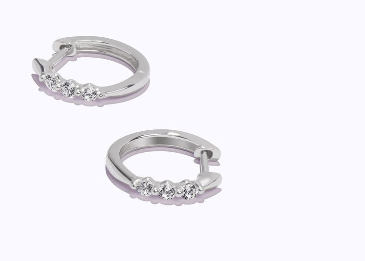 Tri-Stone Hoops gallery image